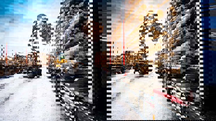 timmerlastbil lastas