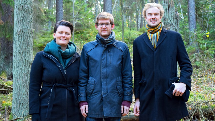KSLA case-utmaning 2018-vinnare Isabella Hallberg Sramek, Tomas Axelsson och Joakim Svahn